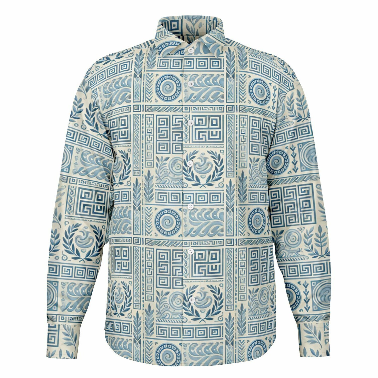 Long Sleeve Button Down Shirt `Greek Art`