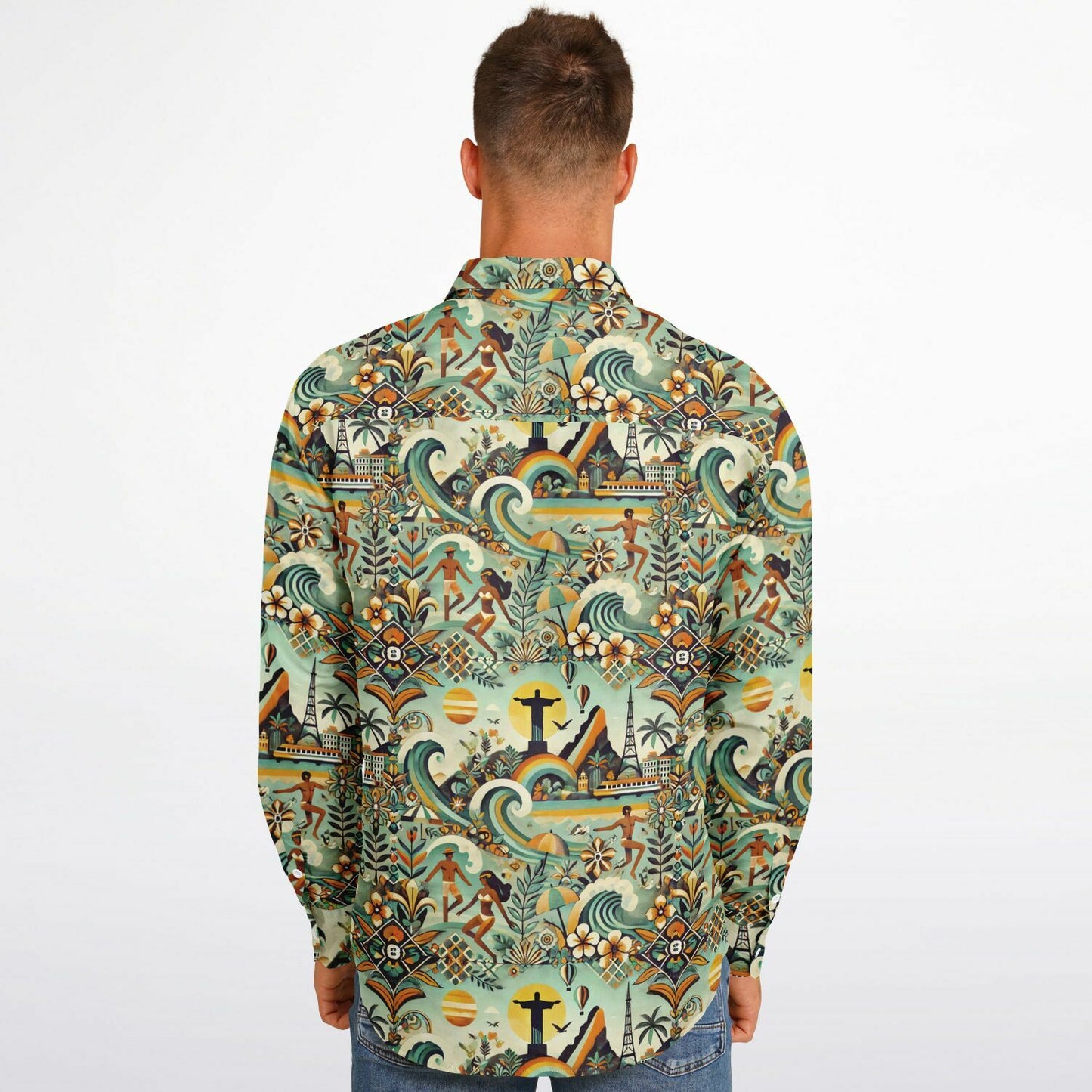 Long Sleeve Button Down Shirt  `Rio de Janeiro`