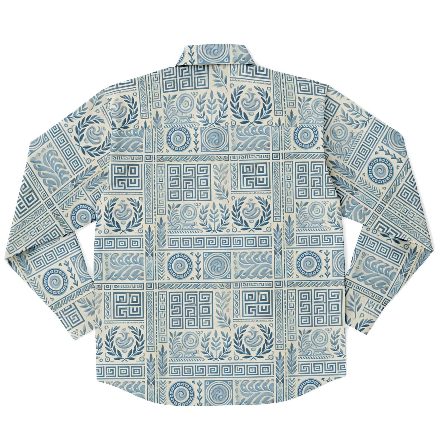 Long Sleeve Button Down Shirt `Greek Art`