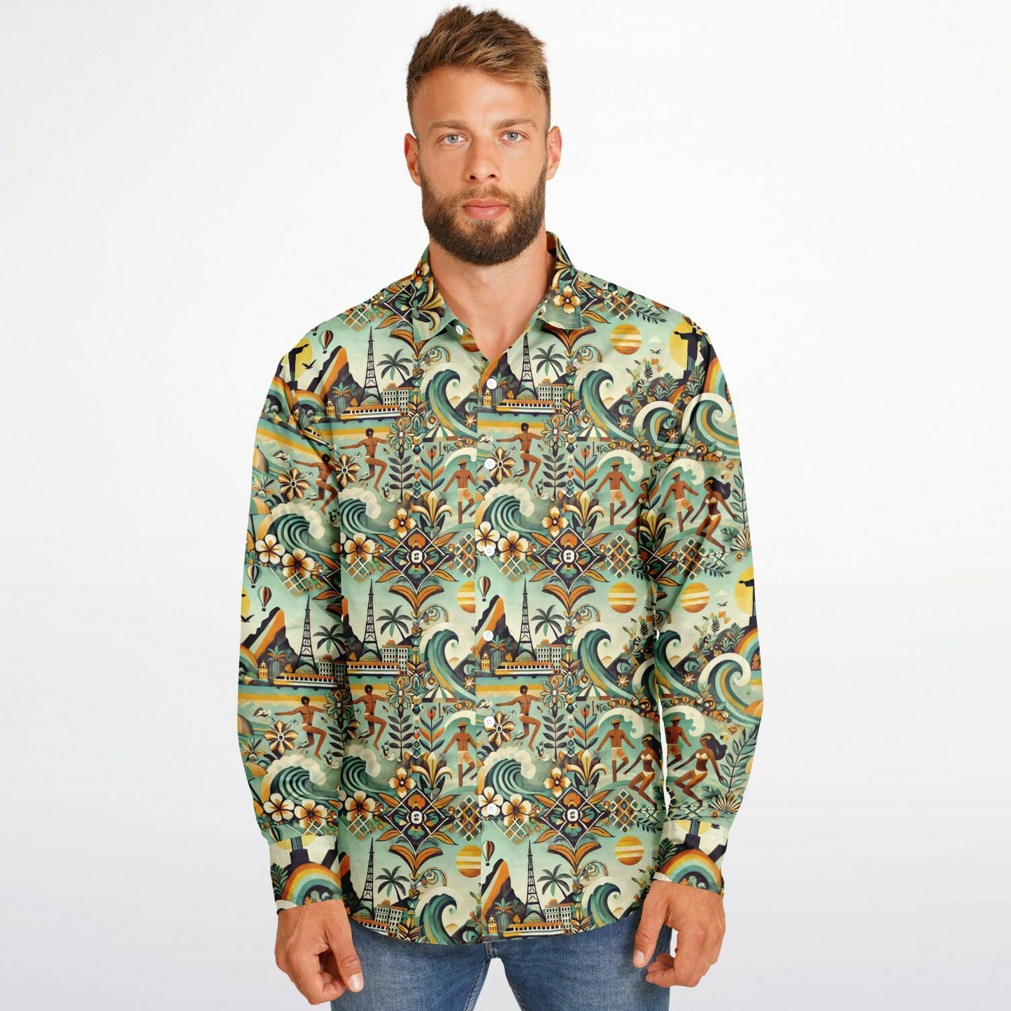 Long Sleeve Button Down Shirt  `Rio de Janeiro`