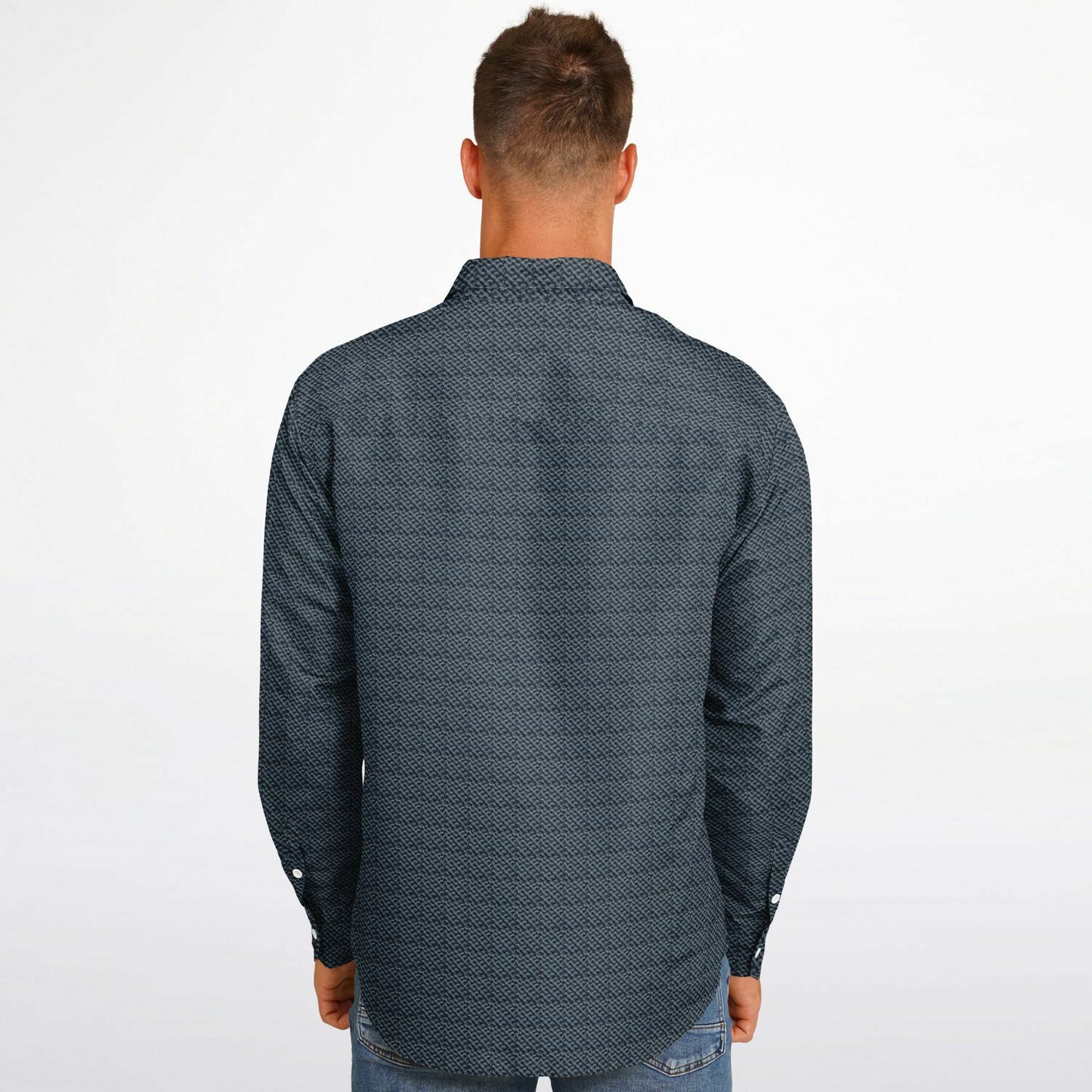 Long Sleeve Button Down Shirt `Navy Blue Classic`