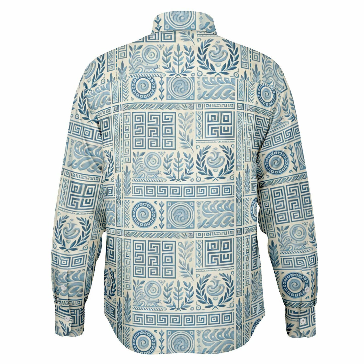 Long Sleeve Button Down Shirt `Greek Art`